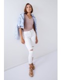 White denim pants with holes 20406 - Online store - Boutique